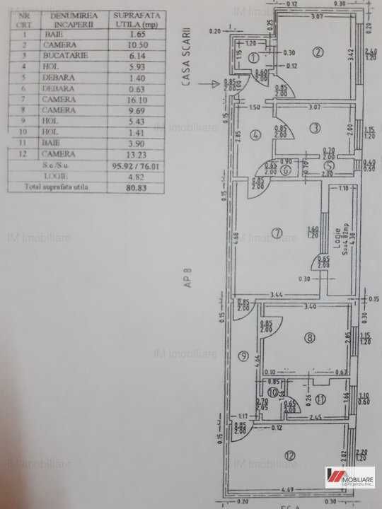 Crihala - Spitalul Judetean - etaj 1 - suprafata utila totala 80.83mp