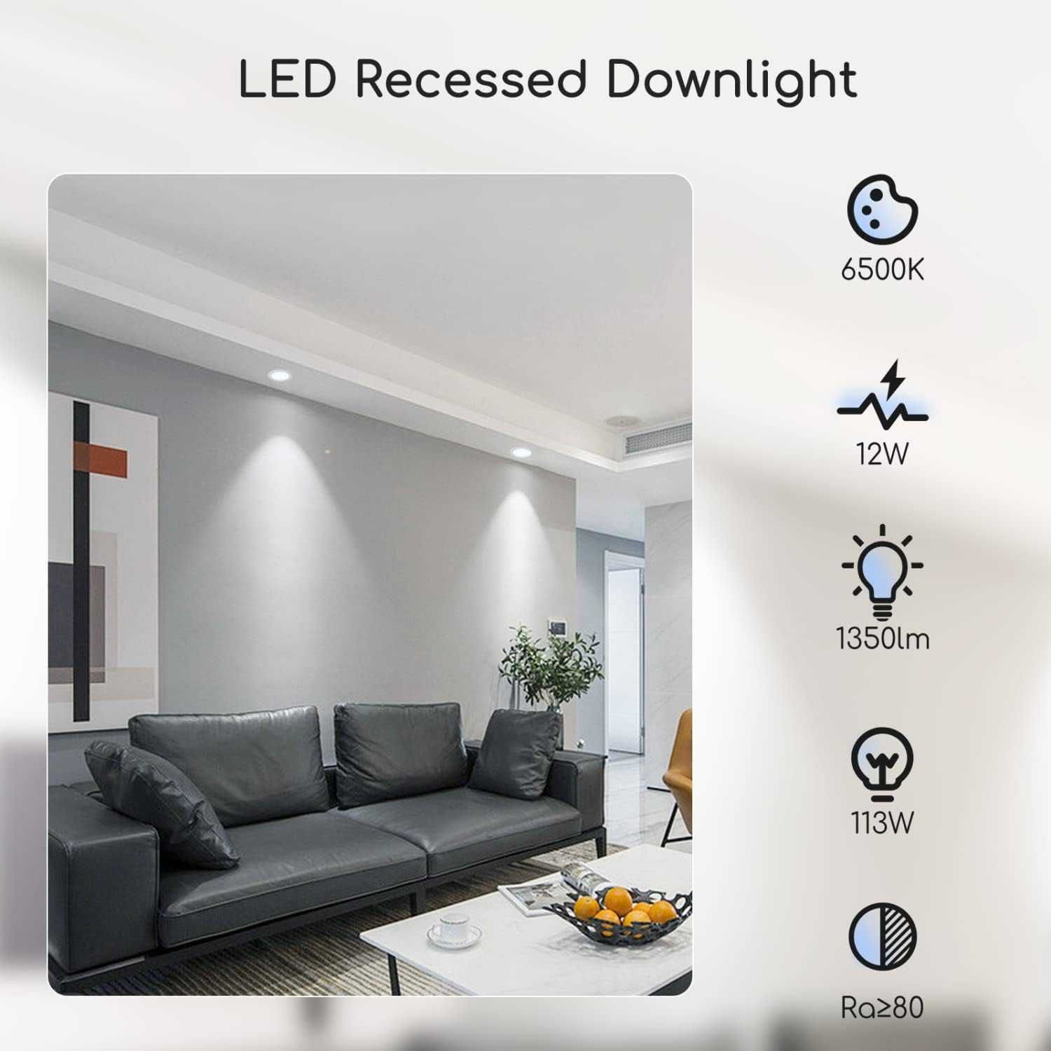 НОВИ! LED лунички 12W, 1350 лумена, 145-155 мм, 2 бр/к-кт