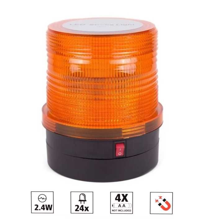 LED Аварийна Сигнална Лампа 12V – Безжична на батерии, с магнит, блиц