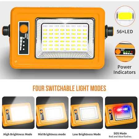 Lampa solara portabila KS-X10, LED, Incarcare USB, Portocaliu, NOU!