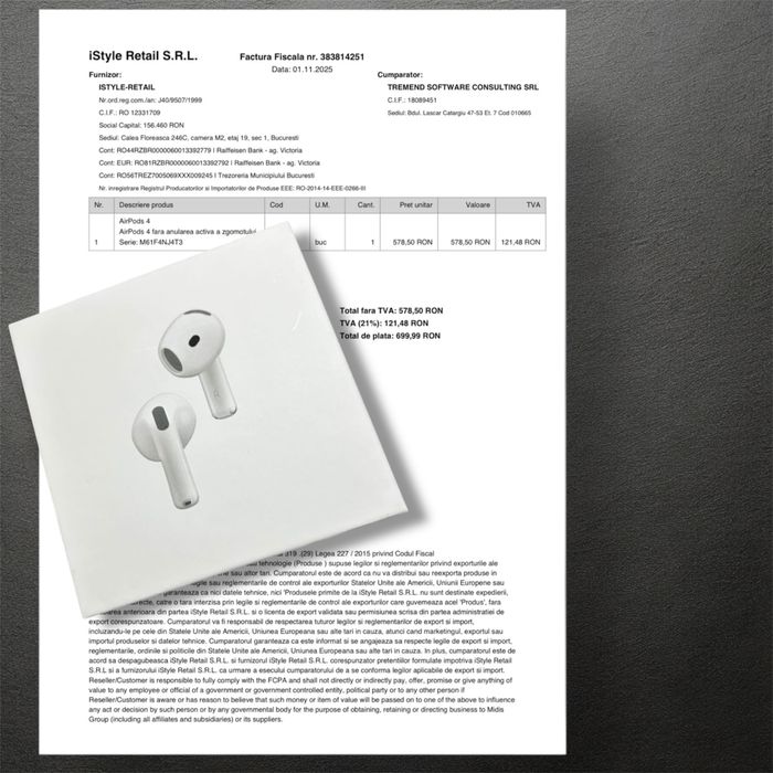 AirPods 4-Noi ,Sigilate