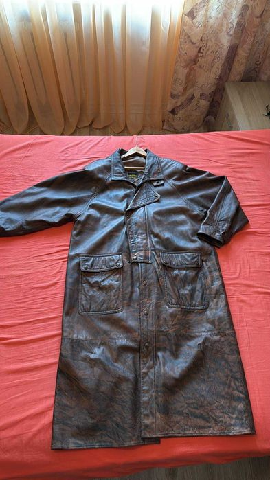 Мъжко дълго кожено яке от естествена кожа