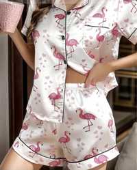 Лятна пижама сатен с фламинго