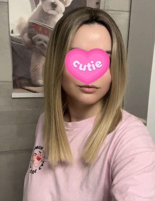 NOU Peruca blonda cu radacini negre, culoare naturala