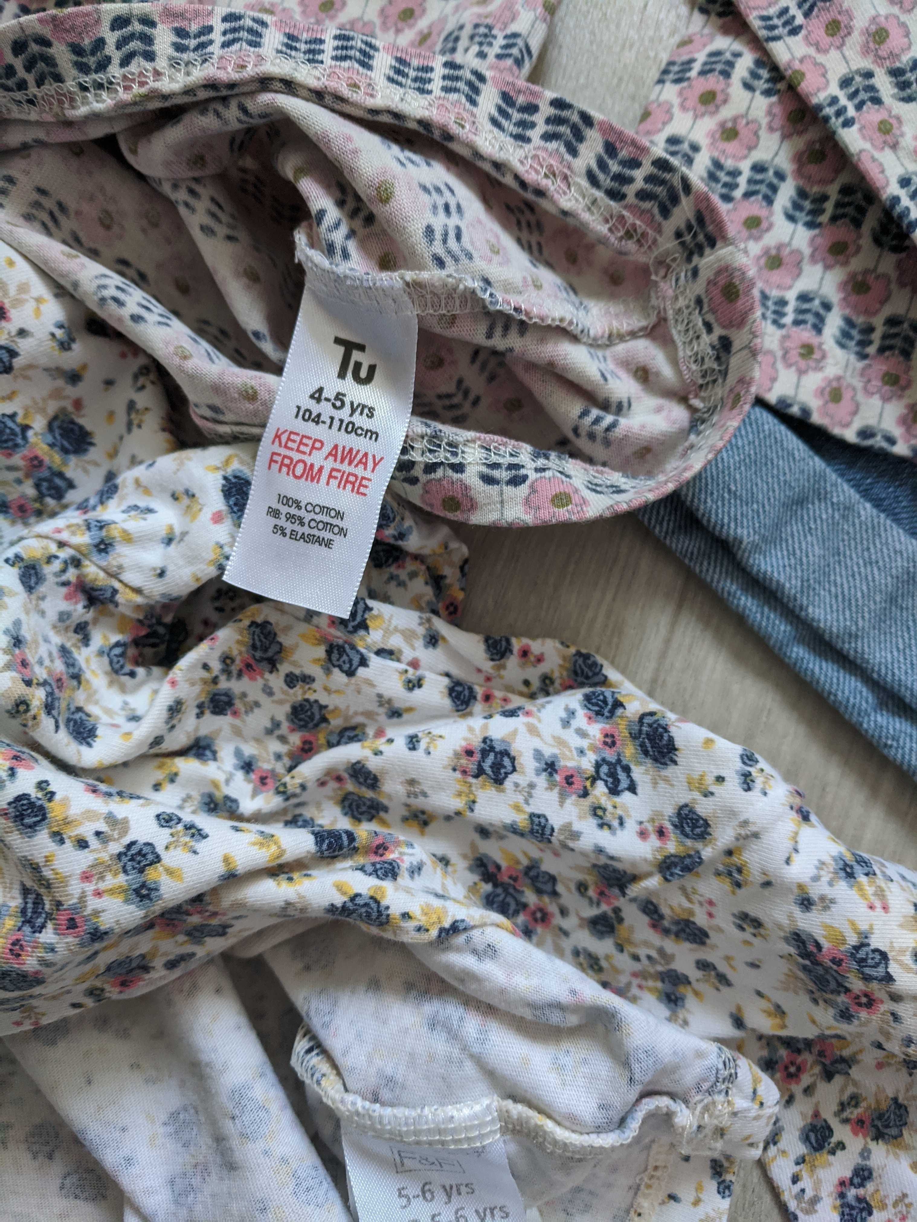 Bluze bumbac imprimeu floricele mar 4-5 ani, 104-110 cm