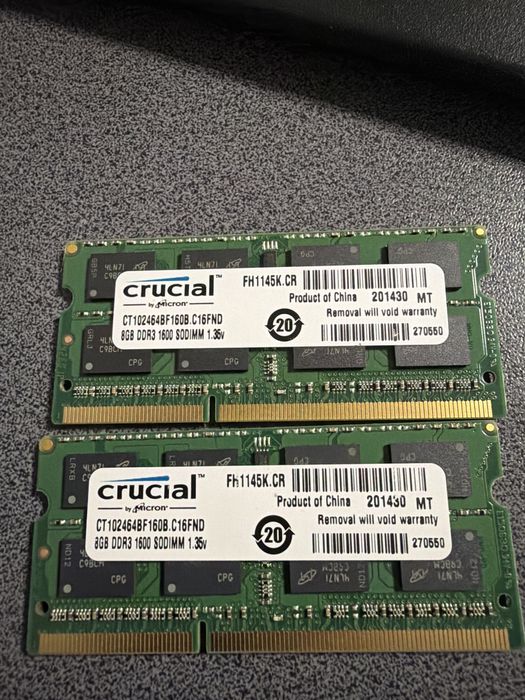 Memorie Laptop Sodimm 8g ddr3L 1600mhz Crucial Samsung