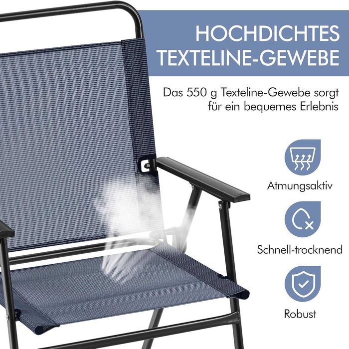 Set 2 scaune gradina pliante, cadru metal |S 592847 Navy Blue(2pcs)