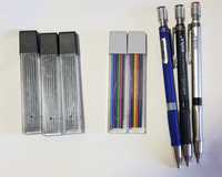 Комплект 3 механични молива 2,0 мм с 2B черен/цветен пълнител графит