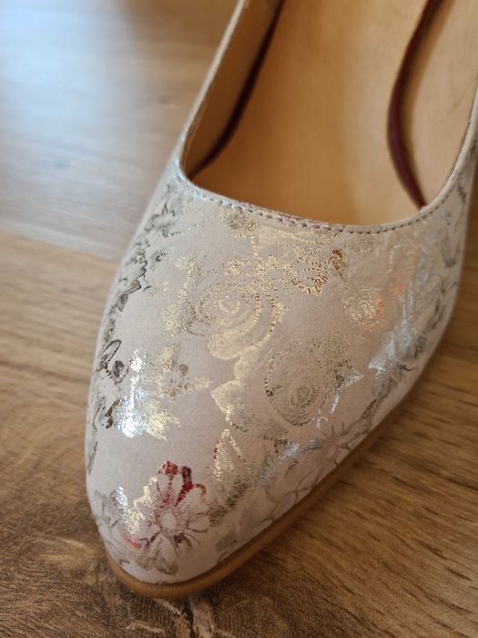 Pantofi noi piele naturala imprimeu floral