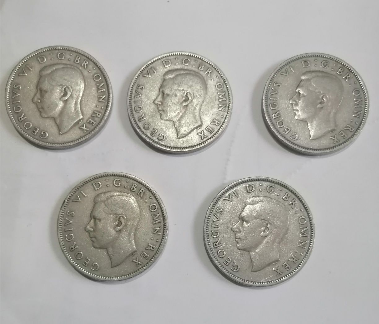 Lot 5 monede vechi Marea Britanie two shillings