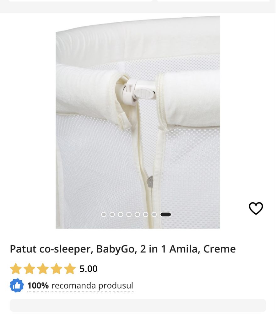 Patut co-sleeper, BabyGo, 2 in 1 Amila, Crem - nefolosit