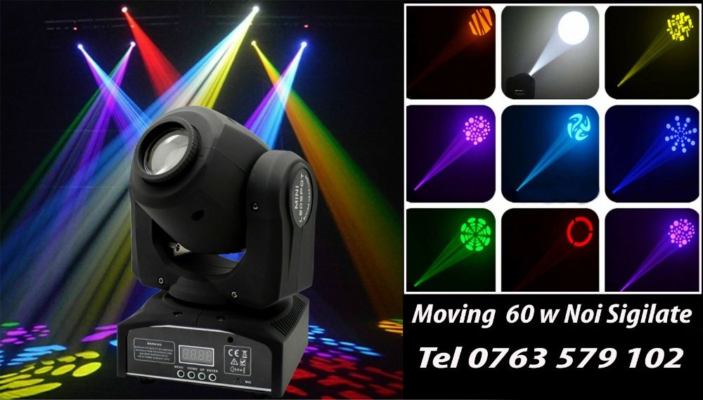 Moving Head 60 W LED Flight Case Lumini DJ -Sigilate 7 R 90 120
