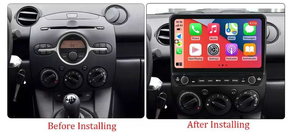NAVIGATIE Android 14 Mazda 2 2007-2014 1/8 Gb Waze CarPlay + CAMERA