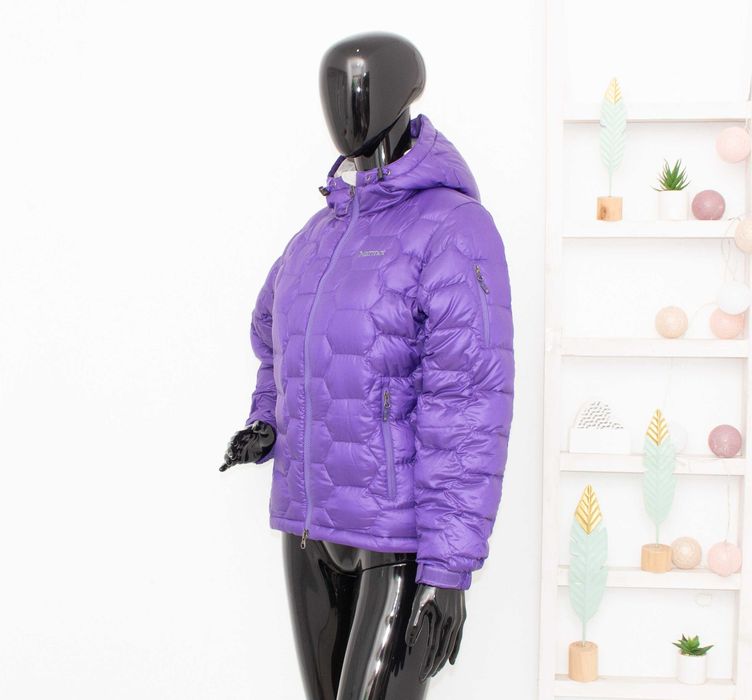 Marmot оригинално дамско яке пухено лилаво с качулка 800 пълнеж пух S