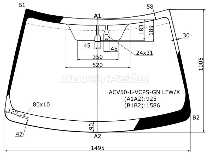 Стекло лобовое Toyota Camry