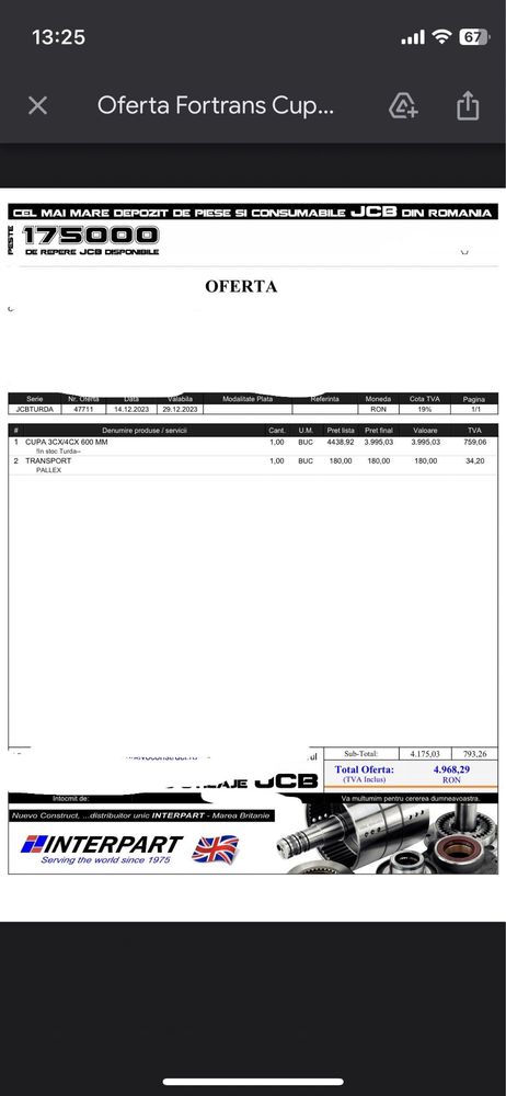Cupa Jcb 3cx/4cx 60cm