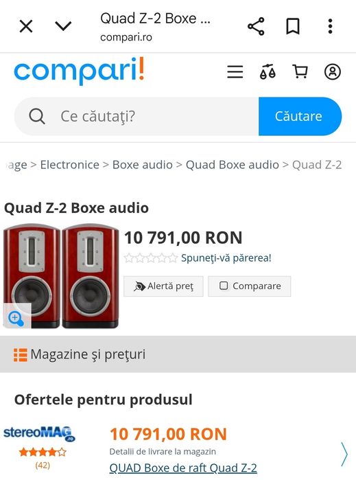 Boxe QUAD Z-2 ,varf de gama ,tweeter ribbon, bookshelf