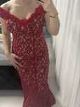 Rochie rosie lunga dantela