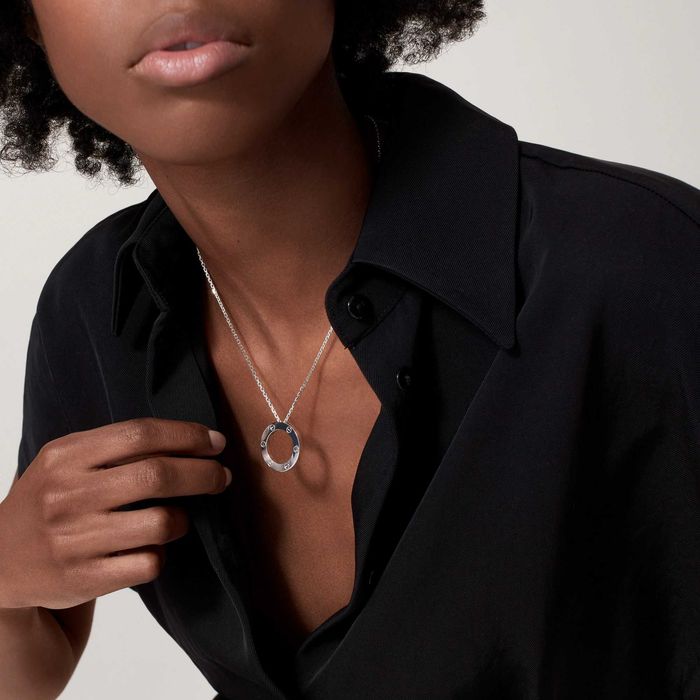 CARTIER Love White Gold Large Pendant Дамскo Колие