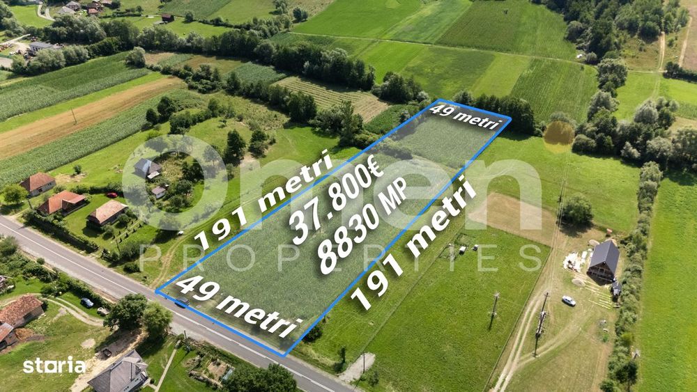 Teren intravilan 8830 mp de vânzare- Sat Berinta cu front stradal gene