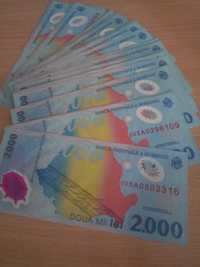 Bancnote de 2000 lei si  monede 500 lei  ( cu eclipsa de soare )