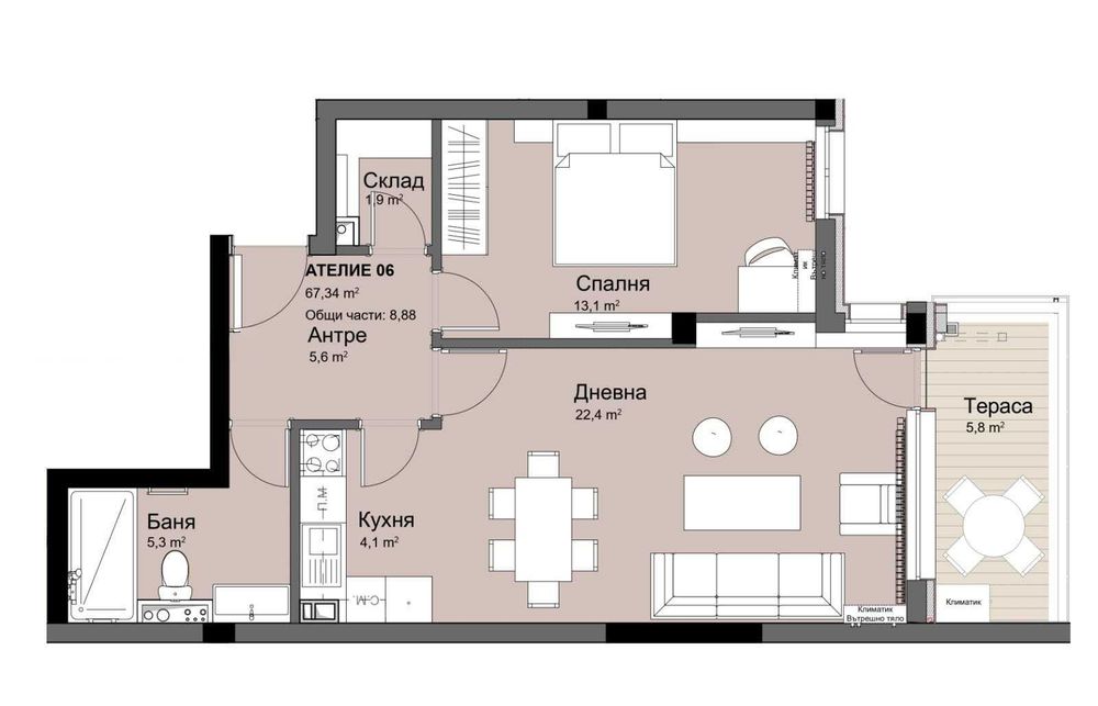 Двустаен за продажба в ж.к Красно село