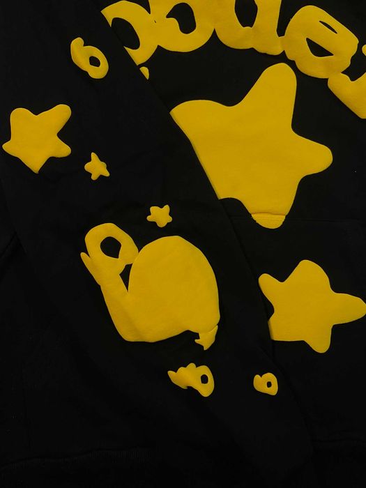 Hanorac Sp5der Negru Stele Galbene