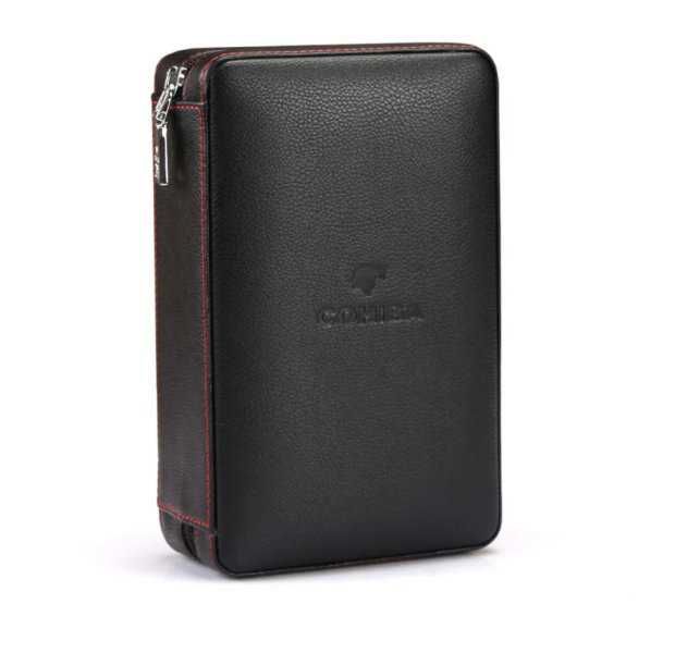 Кедров кожен Хумидор - кутия за пури място за запалка, резец и пури