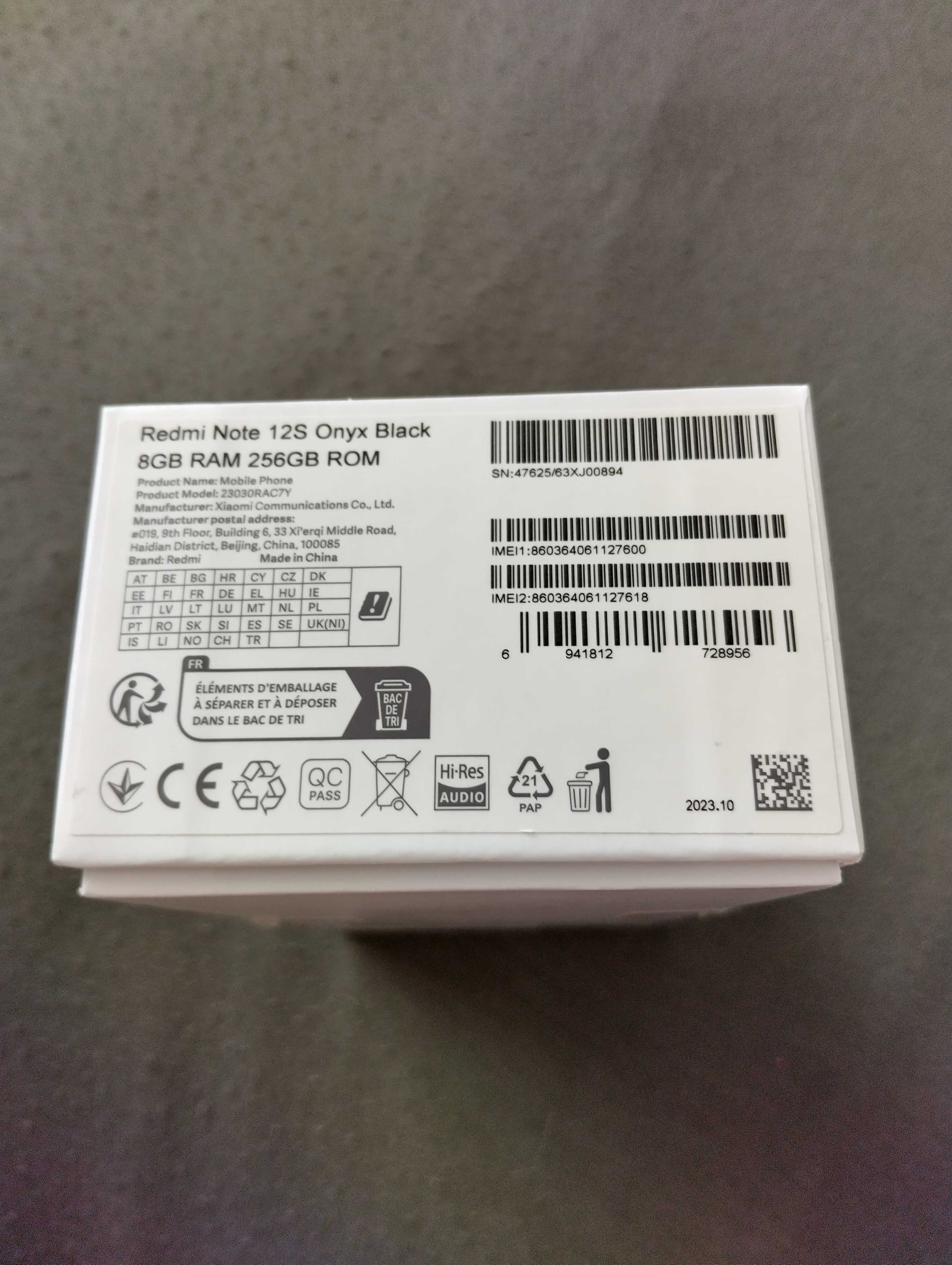 Xiaomi note 12s 8g ram