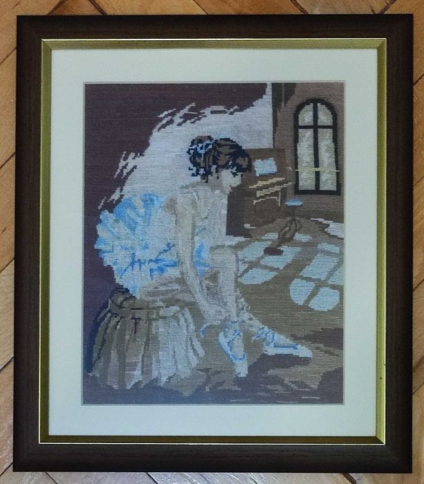 Tablou - goblen brodat manual – Balerină în cameră de repetiții