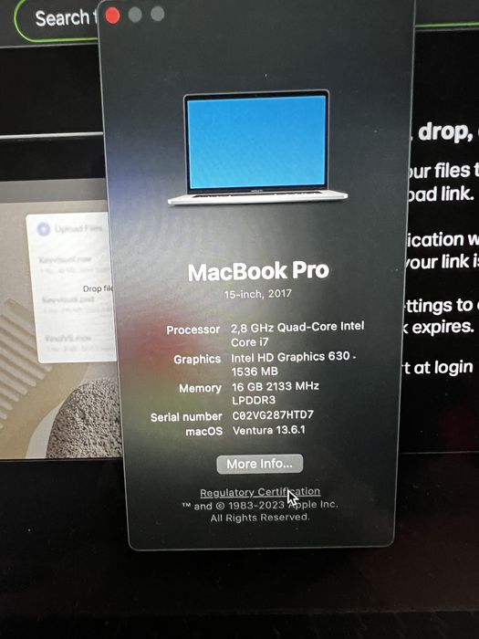 Mac book pro 15 inc 2017