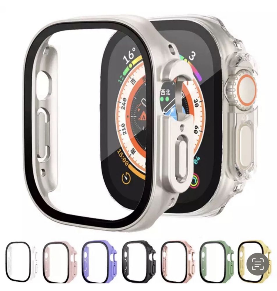 Husa Carcasa Geam Iphone Ceas Apple Watch Ultra 49MM Margine Colorata