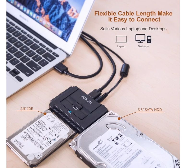 Adaptor hard disk Alxum SATA IDE la USB 3.0 cu alimentare, adaptor IDE