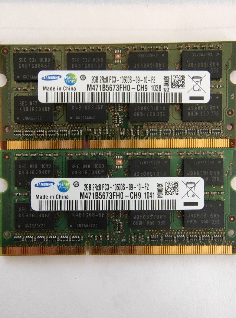 Memorie Ram Laptop 2GB DDR3 Samsung 2+2GB 2Rx8 PC3-10600s-9-10-F2