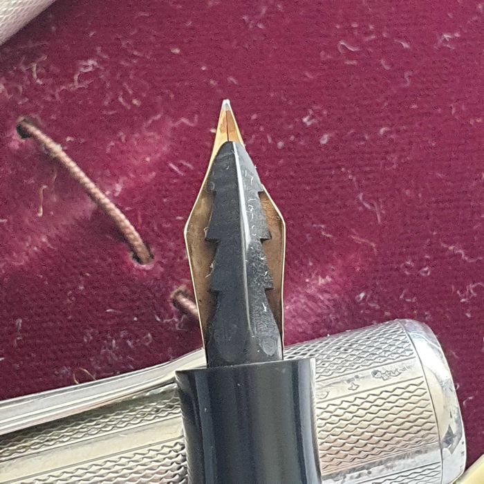 Сребърни химикалка и писалка със златен писец 14к Warranted