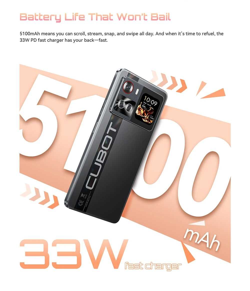 CUBOT X100 - 6.88", 8GB+8GB/256GB, 5100mAh, 64MP, Android 15