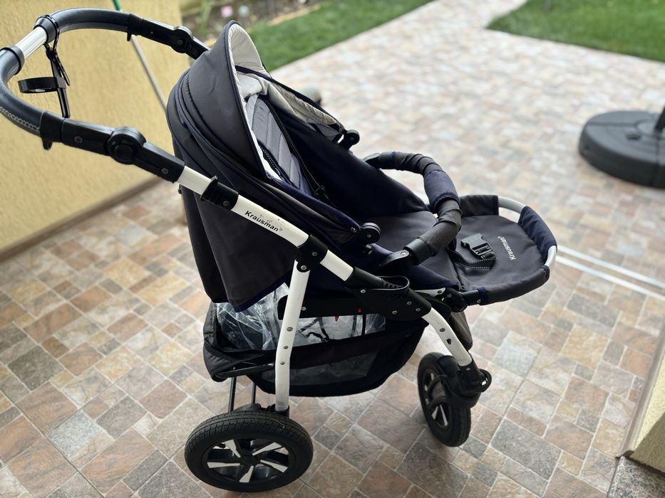 Carucior 3 in 1 Krausman clasic negru-albastru