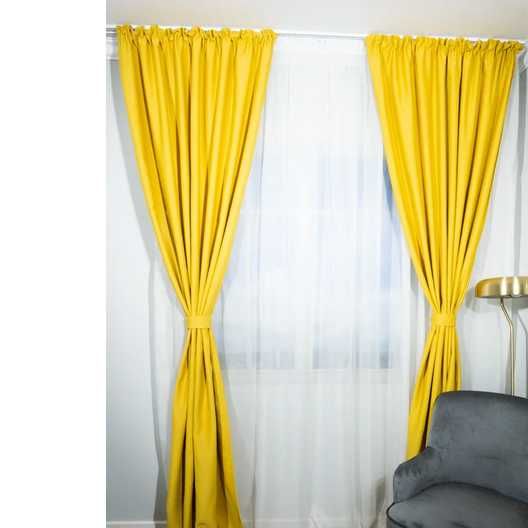Set 2 draperii galbene 140X245 blackout cu traversa pat, noi la tipla