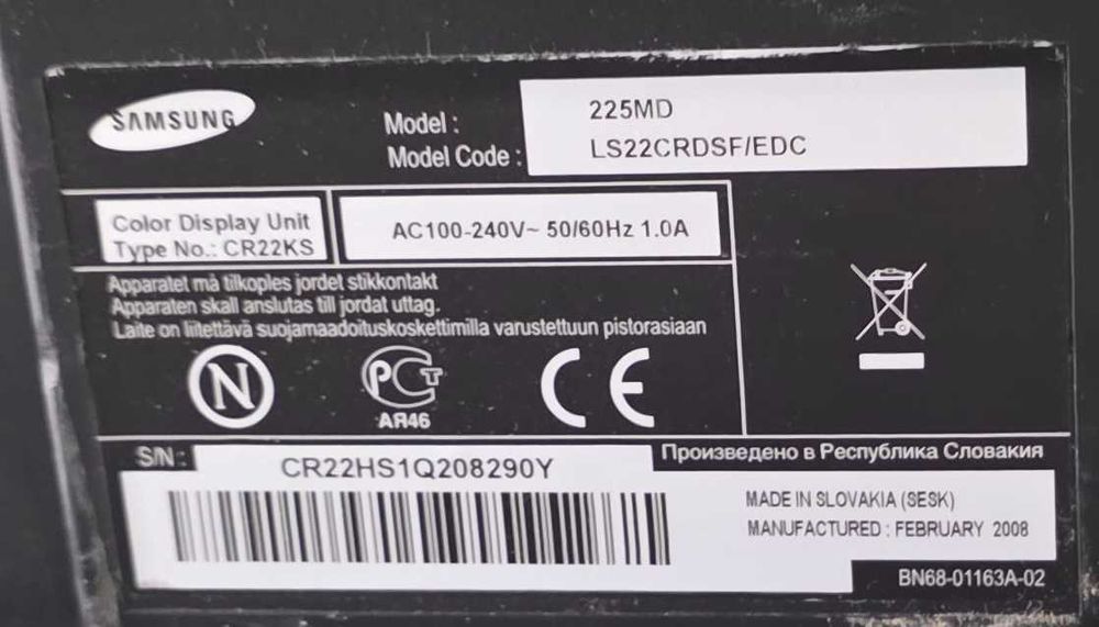 Televizor Samsung 225 MD - 22 inch/56 cm cu suport pt perete