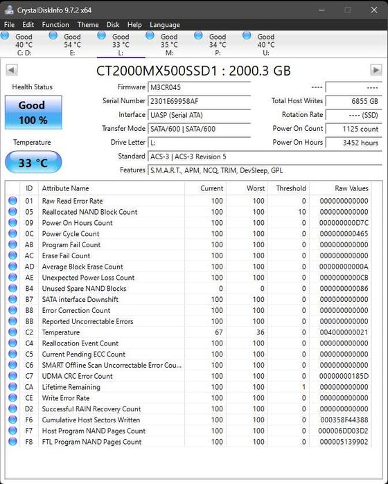 SSD 2.5" SATA III Crucial MX500 2TB 1.92TB USB 3.1 garantie 04.2028