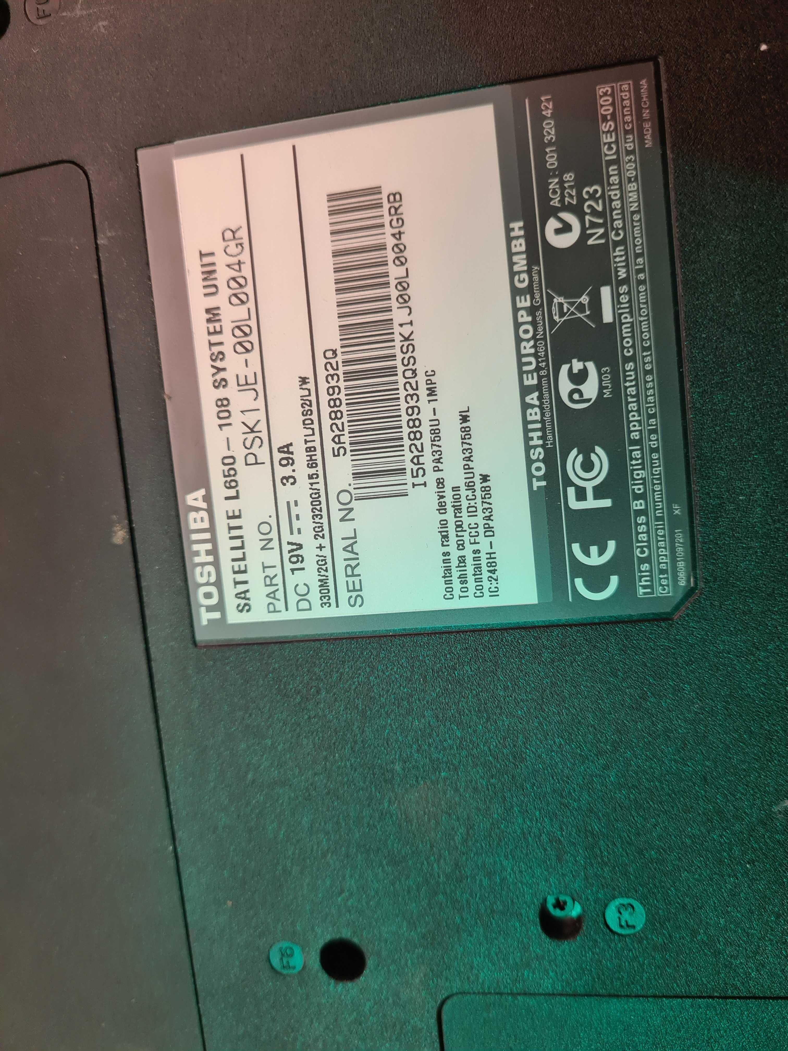 Defect dezmembrez Toshiba Satellilte L650-108 Intel i5