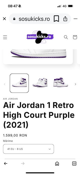 Jordan 1 Retro High Court Editie Limitata Purple 2021