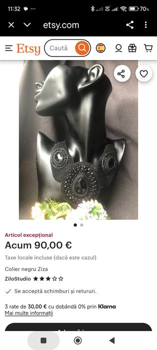 Colier Ziza black necklace