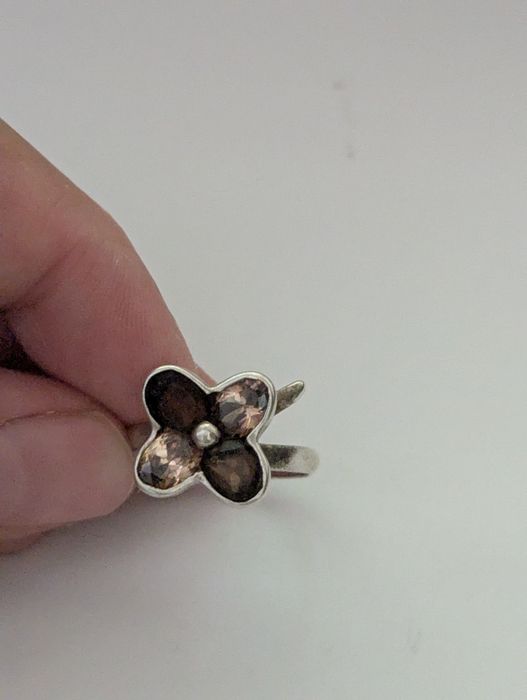 Vand inel argint vintage cu cuart fumuriu