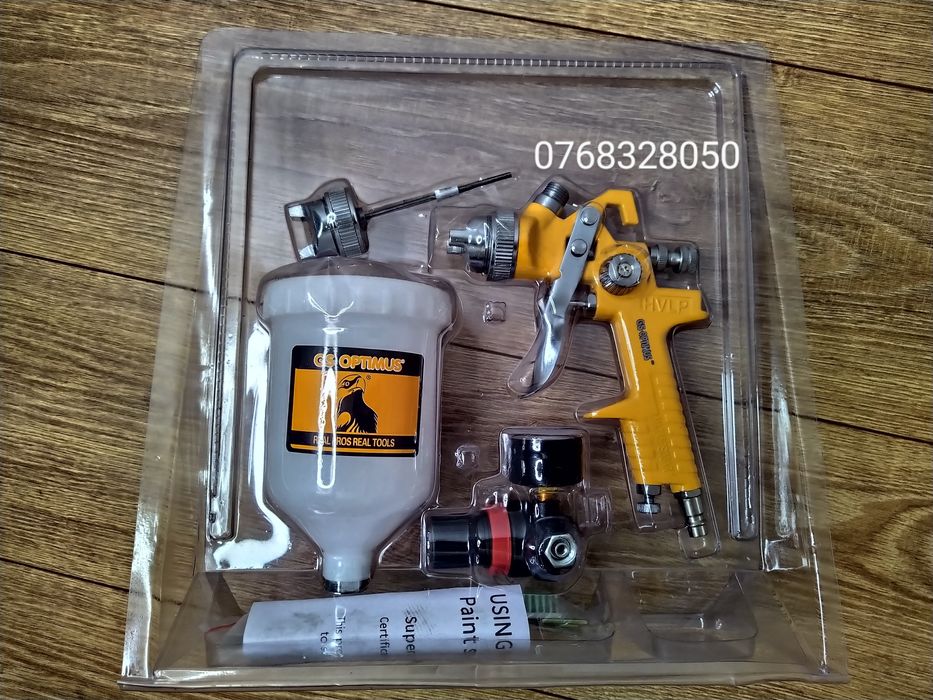 Set pistol vopsit cu manometru si regulator de presiune pneumatic