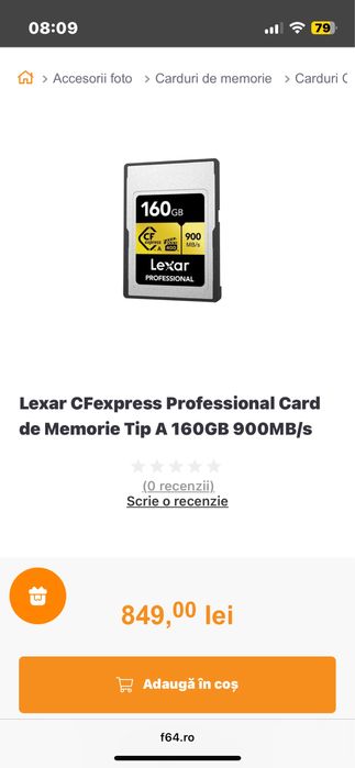 Card Memorie Lexar CFexpress Pro Gold 160GB Type A