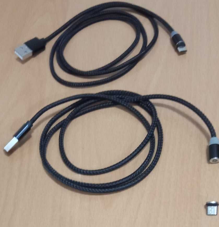 2 Cabluri de Incarcare Magnetice cu Led,USB la type MINI USB