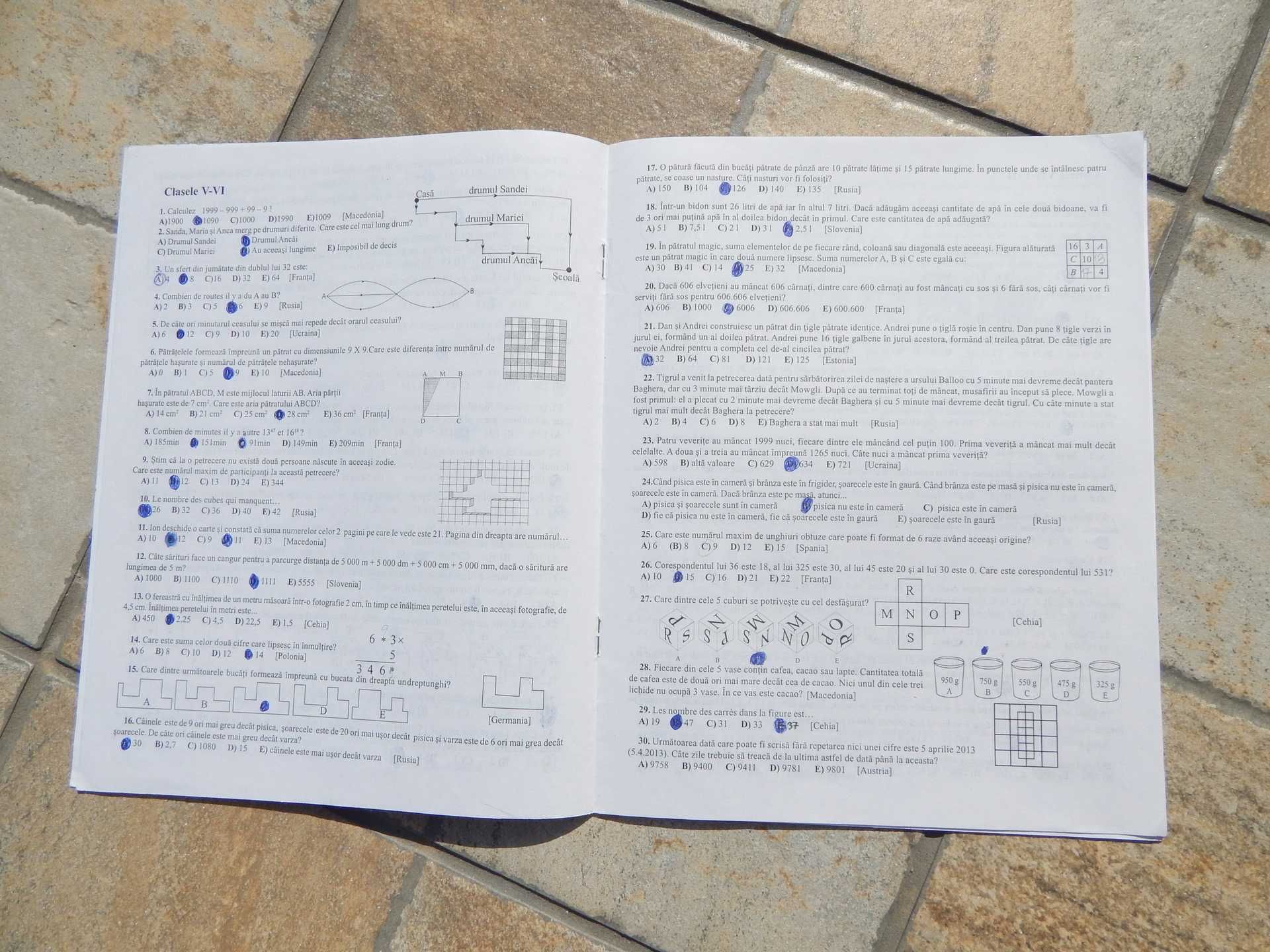 Revista concurs international de matematica Kangourou 1999 in romana