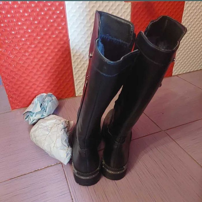 Cizme lungi blanite casual