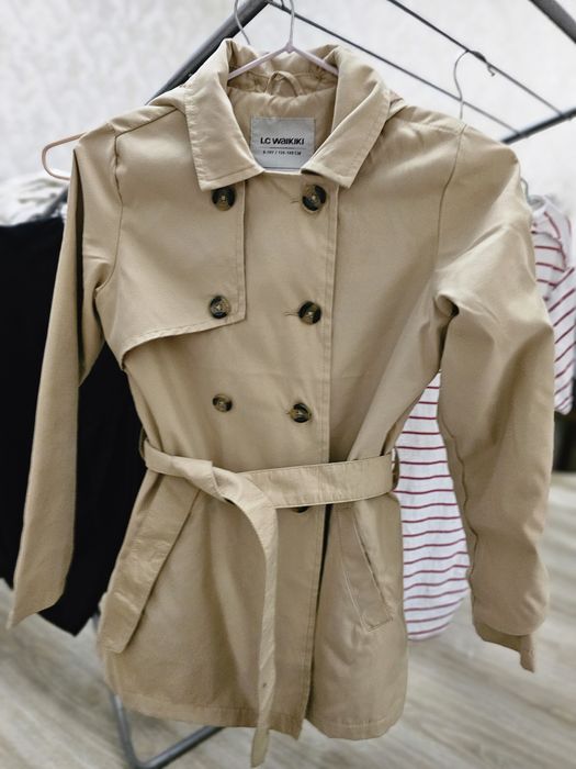 Тренч, плащ для девочек, 9-10 лет, zara, lc waikiki, blue button